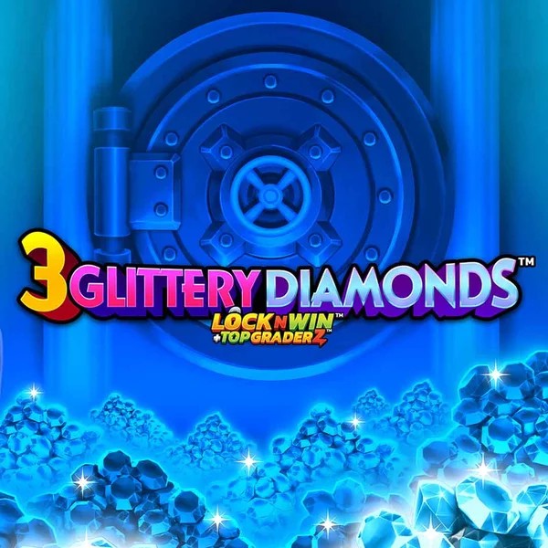 3 Glittery Diamonds slot logo by PearFiction Studios at Evolve Casino