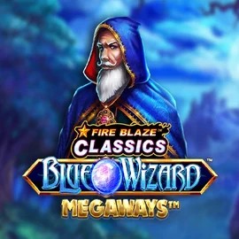 Fire Blaze Blue Wizard Megaways logo by Rarestone Gaming Evolve Casino