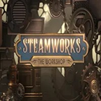 Steamworks The Workshop slot logo by Peter & Sons at Evolve Casino